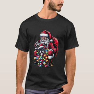 Funny French Bulldog Santa Hat Christmas Light Pre T-Shirt