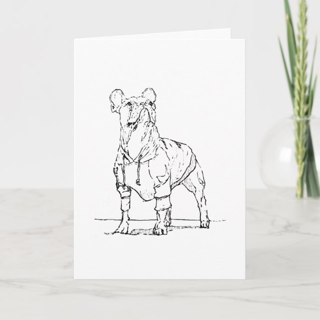Funny French Bulldog–  Thinking Of You Card (Front)