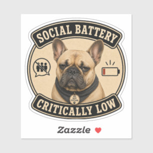 Funny French Bulldog Vinyl Sticker Social Batter