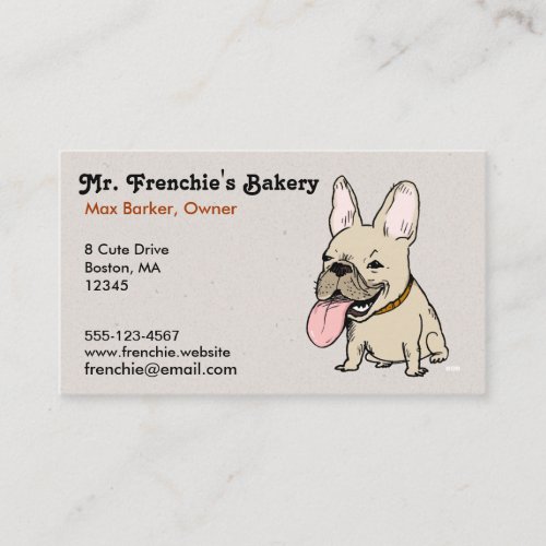 Funny French Bulldog with Huge Tongue Sticking Out Business Card