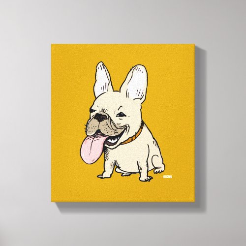 Funny French Bulldog with Huge Tongue Sticking Out Canvas Print