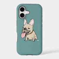 Funny French Bulldog with Huge Tongue Sticking Out