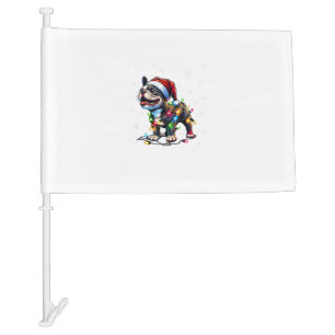 Funny French Bulldogs Christmas Santa Hat Lights S Car Flag