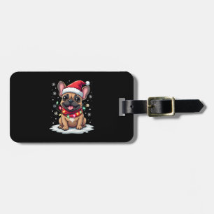 Funny French Bulldogs Christmas Santa Hat Lights S Luggage Tag