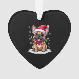 Funny French Bulldogs Christmas Santa Hat Lights S Ornament