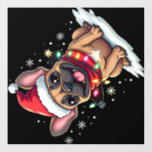 Funny French Bulldogs Christmas Santa Hat Lights S Wall Decal