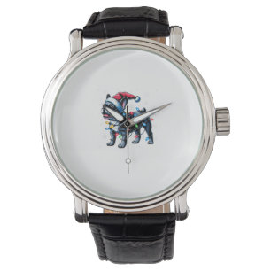 Funny French Bulldogs Christmas Santa Hat Lights S Watch