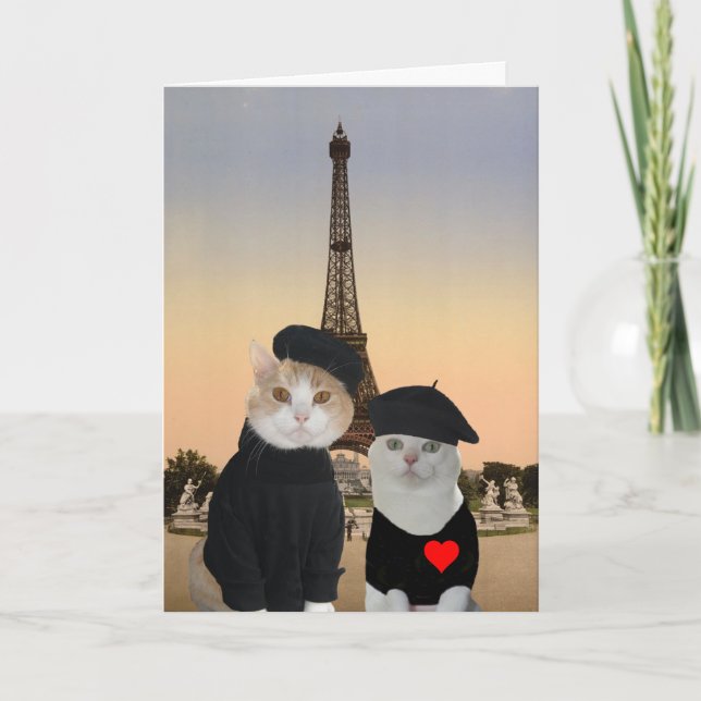 Funny French Cat/Kitty Valentine for Husband Holiday Card (Front)