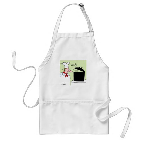 Funny French Chef Cartoon Voila Mans Kitchen Adult Apron