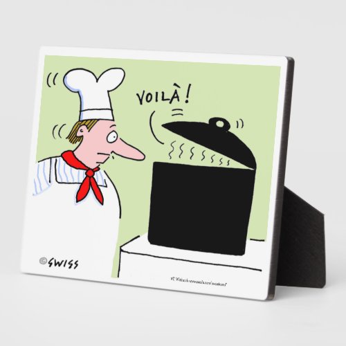 Funny French Chef Cooking Cartoon Desk Plaque