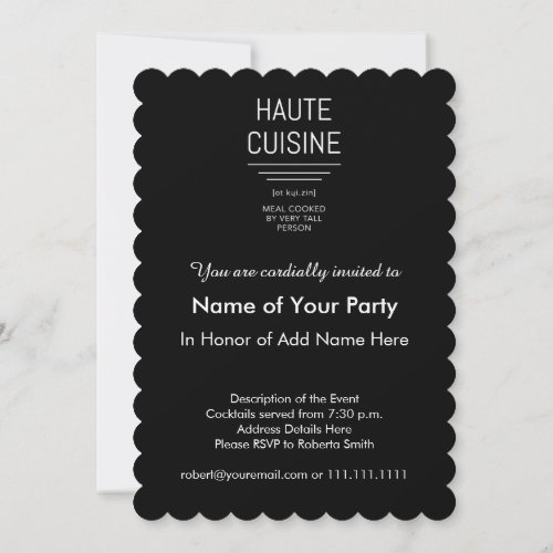 Funny French Chef Haute Cuisine Invitation