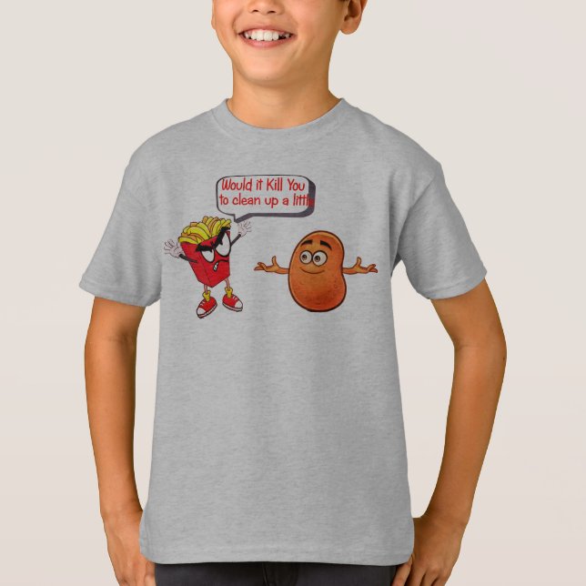 Funny French Fries, Snob French Potato Head Humor  T-Shirt (Front)
