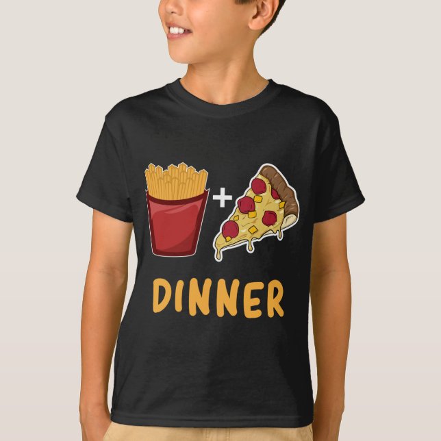 Funny French Fry And Pizza Dinner Gift T-Shirt (Front)