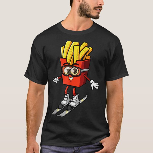 Funny french fry ski potato fries skiing instructo T-Shirt (Front)