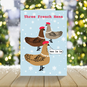 Funny french hen 12 days of Christmas Holiday Card