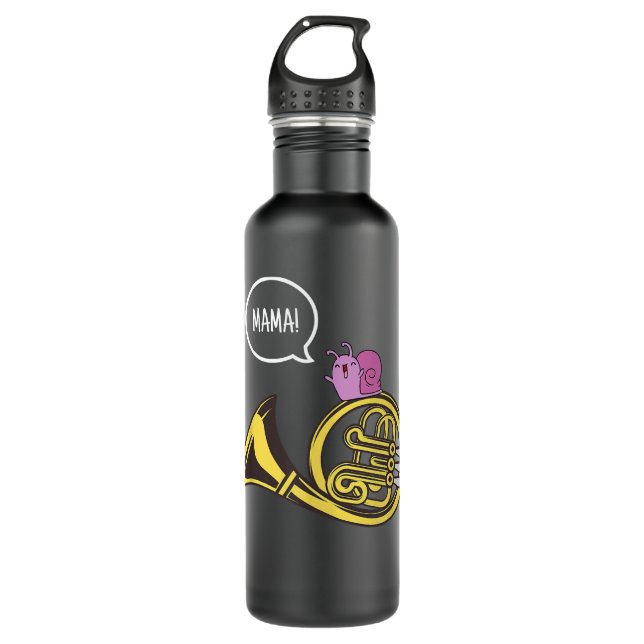 Funny French Horn Mama Snail Music Band Joke Gift3 Stainless Steel Water Bottle (Front)