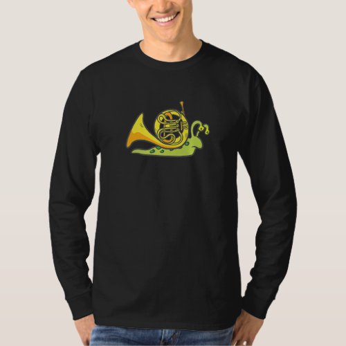 Funny French Horn Musician Snail Molluscs T_Shirt