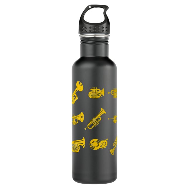 Funny French Horn Pattern Music Lover Hornist4 Stainless Steel Water Bottle (Front)