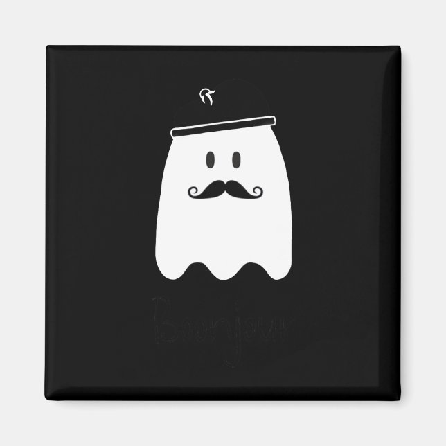 Funny French Teacher Halloween Bonjour Ghost  Magnet (Front)