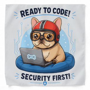 Funny Frenchie Coder Cybersecurity Dog Sticker Bandana