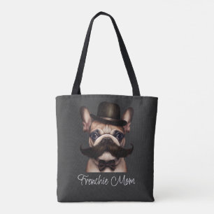 Funny Frenchie Custom Gray Tote Bag
