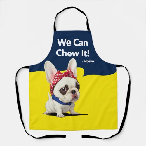 Funny Frenchie Rosie the Riveter Apron