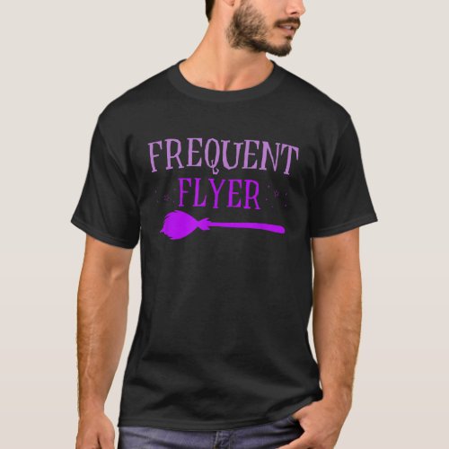 Funny Frequent Flyer Witch Broom Halloween T_Shirt