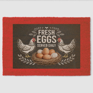 Funny Fresh Eggs Served Daily Chicken Fiber Doormat
