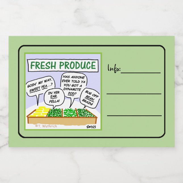 Funny Fresh Vegetables Cartoon Home Canning Food Label (Single Label)
