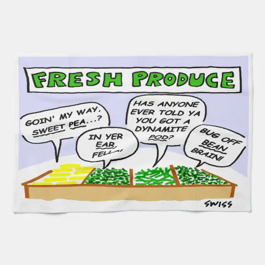 Funny Fresh Vegetables Cartoon Kitchen Towel Zazzle Com