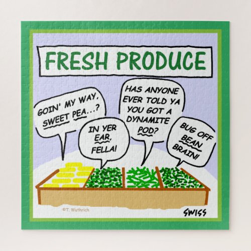 Funny Fresh Veggies Vegetables Cartoon Jigsaw Puzzle