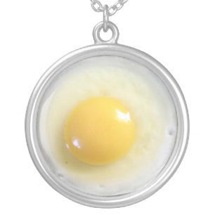 funny fried egg eggy photo silver plated necklace