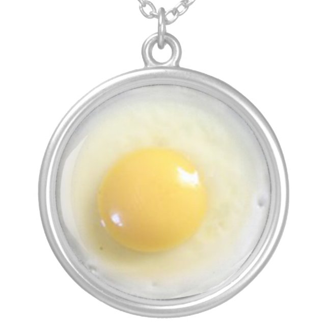 funny fried egg eggy photo silver plated necklace (Front)