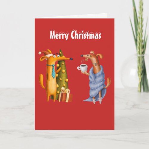 Funny Friend Christmas Card Holiday Dachshund Dogs