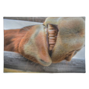 Funny Friendly Horse Muzzle and Teeth Cloth Placemat