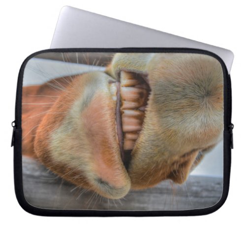 Funny Friendly Horse Muzzle and Teeth Laptop Sleeve