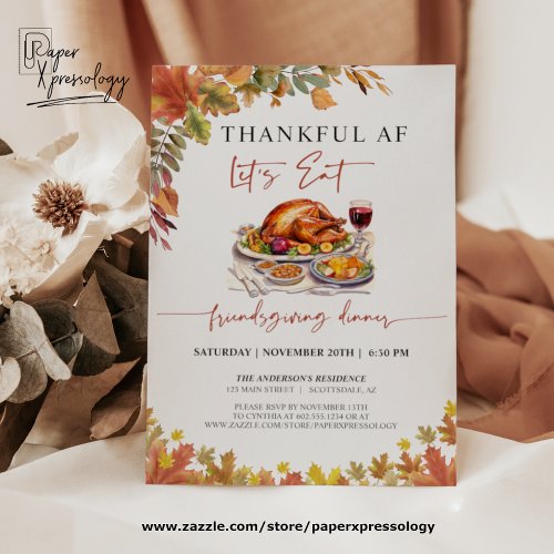 Funny Friendsgiving Dinner Thanksgiving Invitation