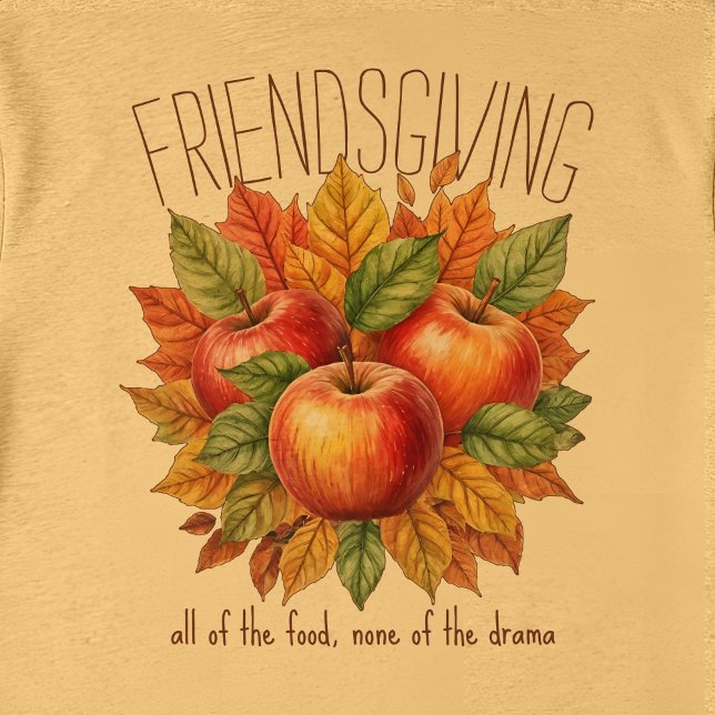Funny Friendsgiving Fall Apple Cozy Foodie Friends Tri-Blend Shirt (Artistic Friendsgiving design with three apples nestled in colorful autumn leaves.)