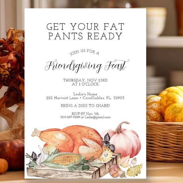 Funny Friendsgiving Feast Invite (Turkey Meal - Thanksgiving Invitation)