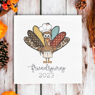 Funny Friendsgiving Turkey Apron Chef Hat Custom Napkins