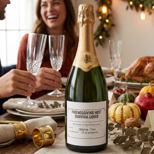 Funny Friendsgiving Wine Label Personalized