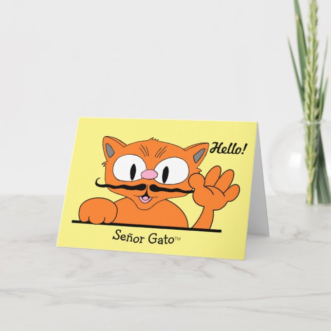 Funny Friendship Card Meow's It Goin'? Cartoon Cat (Front)