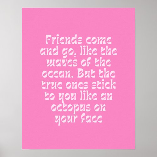 Funny Friendship Quote Pink Poster