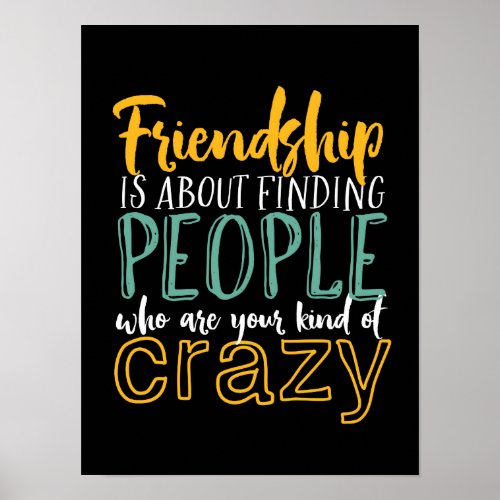 Funny Friendship Quote Your Kind of Crazy Friends Poster