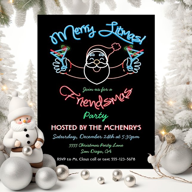 Funny Friendsmas Christmas Litmas Neon Sign Invitation (Creator Uploaded)