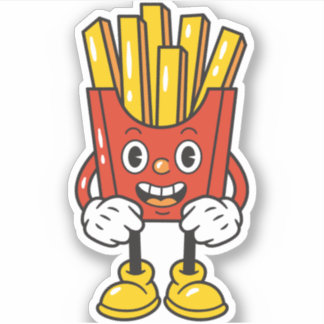 Funny Fries Cartoon Character Sticker