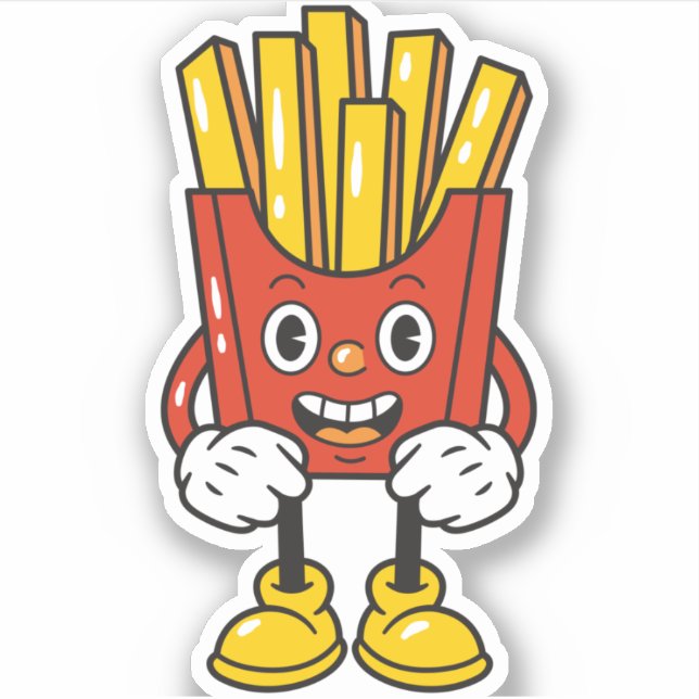 Funny Fries Cartoon Character  Sticker (Front)