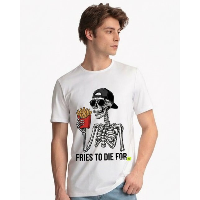 Funny Fries To Die For Skeleton Cool Foodie  Tri-Blend Shirt (Creator Uploaded)