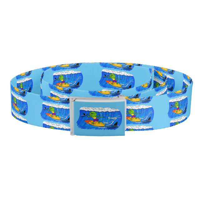 Funny frilled neck lizard surfing cartoon belt (Coil)