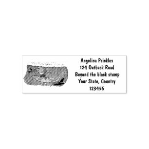 Funny frilled neck lizard surfing cartoon self-inking stamp